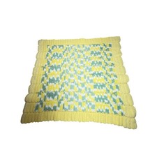 Vintage Hand Crocheted Baby Blanket Yellow Green White Afghan Crib Stroller