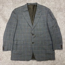 Vintage Canali 100 Wool Herringbone Windowpane Blazer 56R Italy Made Sport Coat