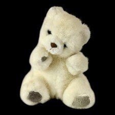 Vintage Russ Breezy White Teddy Bear Baby Small 7 Brown Suede Paws Nose VHTF