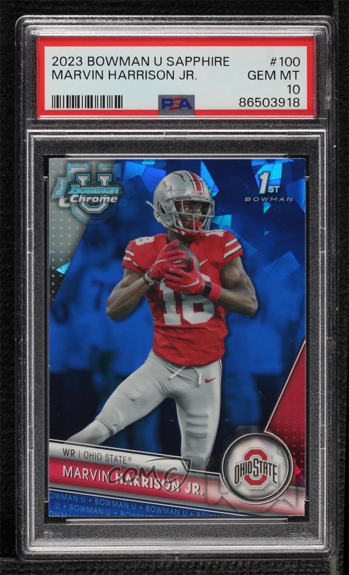 2023 Bowman U Chrome Sapphire Edition Marvin Harrison Jr #100 PSA 10 GEM MT 0i8b