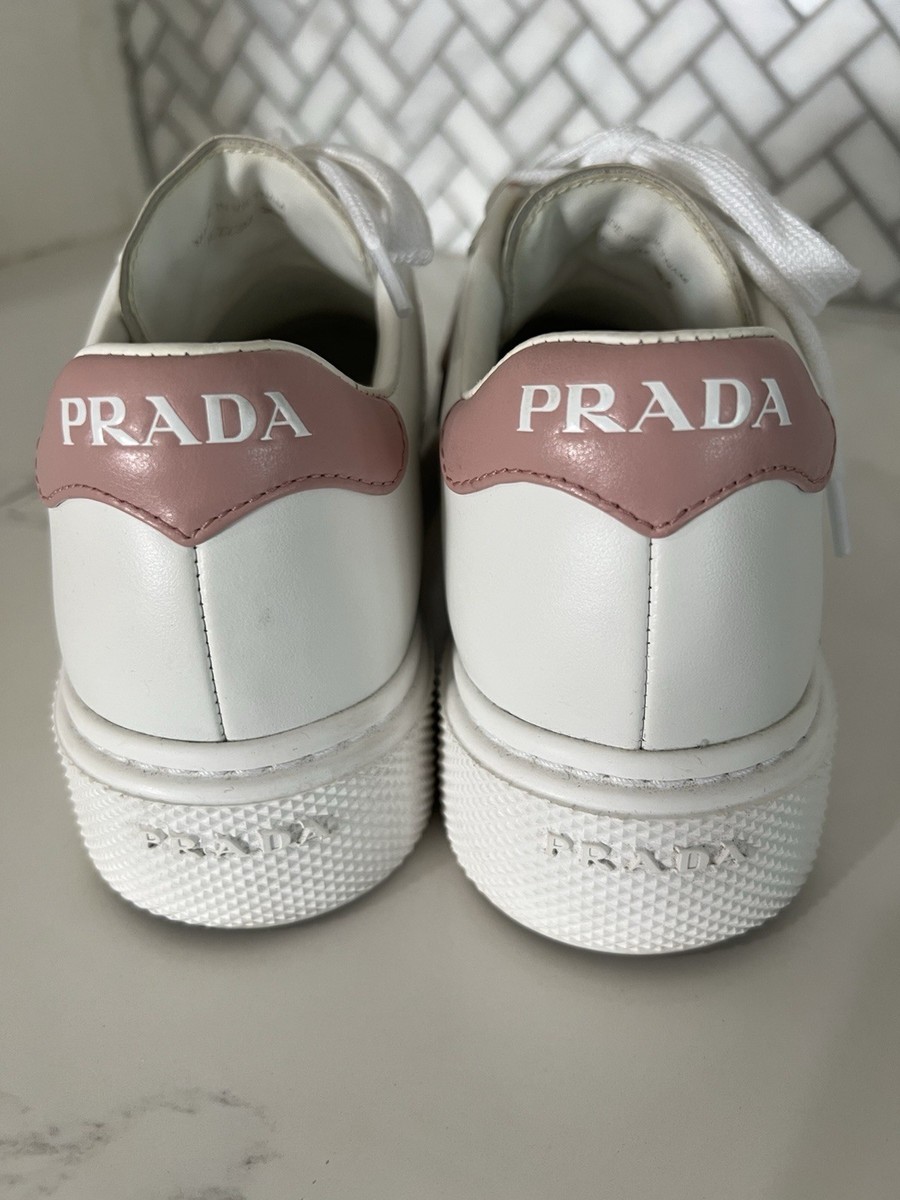 Prada Women's white leather sneakers size 36.5 | eBay