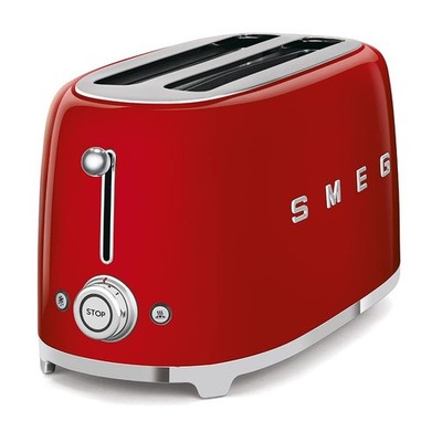 4 Slice Toaster Long Slot Wide Bagels 1400W Stainless Steel Red SMEG TSF02 Slots