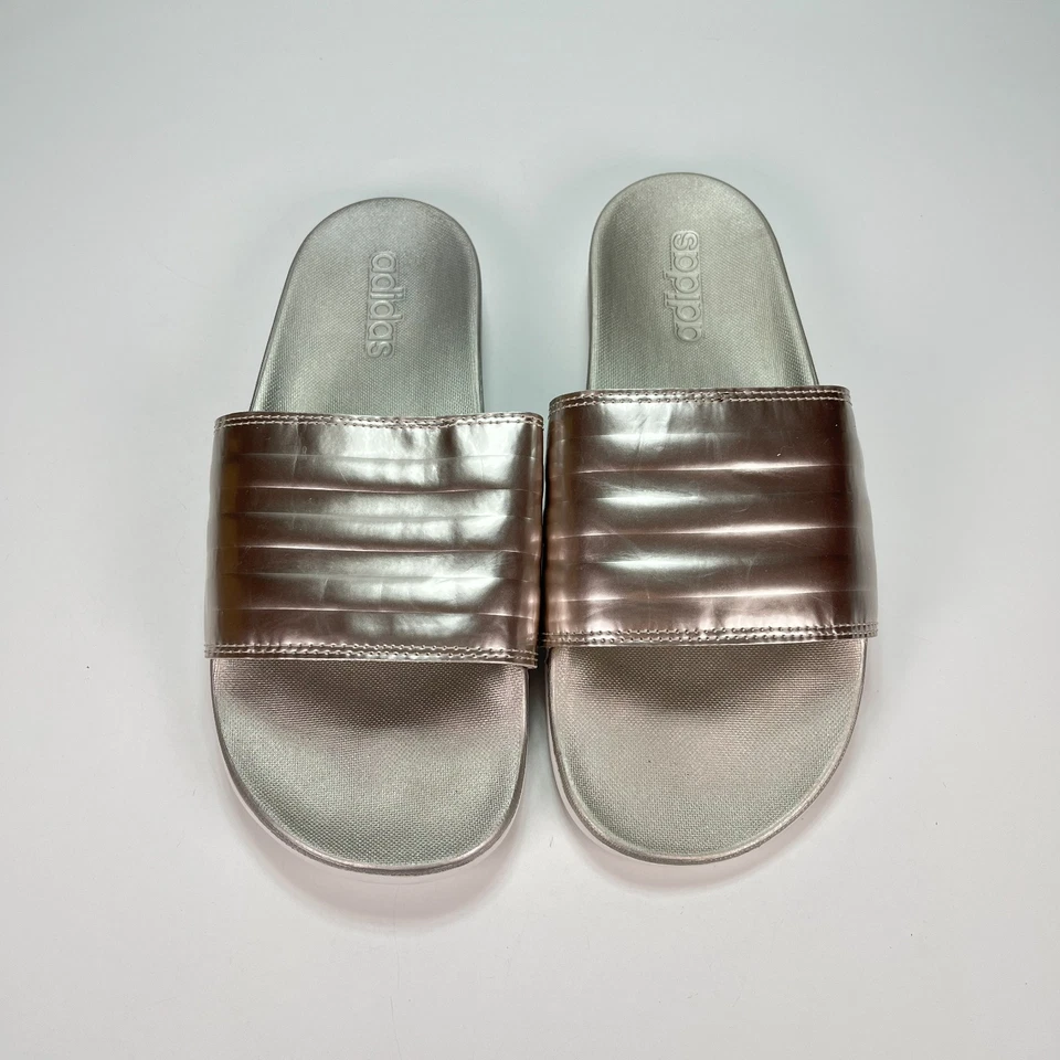 Adidas Adilette Silver Comfort Slide Lightweight Sandals FY7898 Women's Size 9 - Image 2 of 4