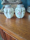 Vintage Hand Painted Milk Glass Roses Salt And Pepper Shakers Cottage Core
