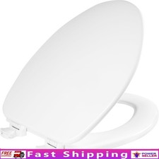 Durable Enameled Wood Elongated Toilet Seat Easy Clean Hinges Quick Install New