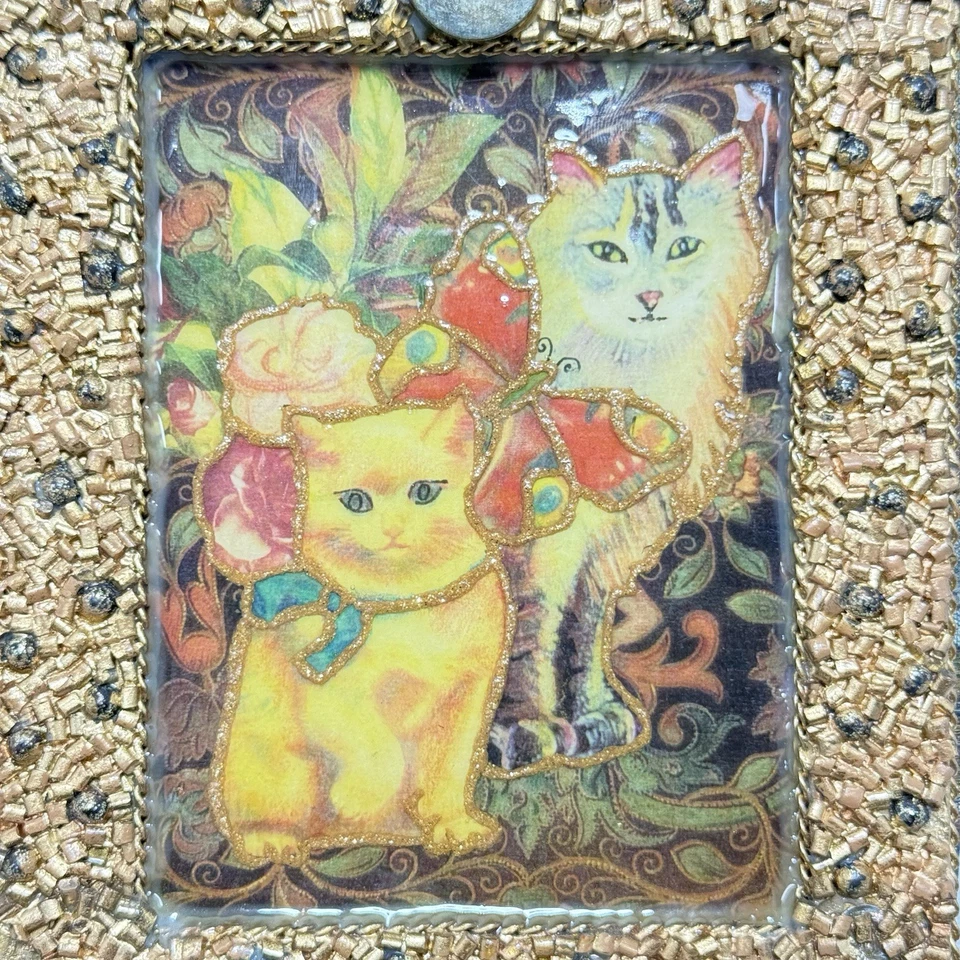 Mary Frances Cartera Gato Con Cuentas Caja Dorada Bolso de Mano Hecho a Mano Caprichoso Estilo Vintage Foto 2 de 4