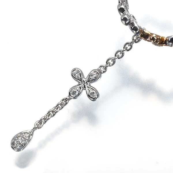 Auth Ponte Vecchio Ring Diamond 0.26ct Flower Drop Bicolor US5 18K WG/RG - Image 2 of 4