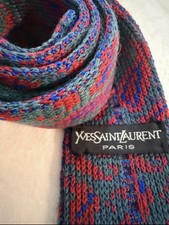 Cravatta Vintage Yves Saint Laurent In Lana 100% Lavorata A Maglia