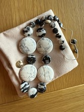 Lola Rose Adjustable Necklace - Black/white Zebra Jasper