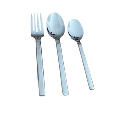 Cuisinart 18/10 Flatware Set of 3 Smooth Handle Modern Style Fork Spoons Silver