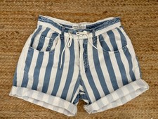 Women s Vtg Guess by Georges Marciano High Waist Striped Denim Shorts Size 1