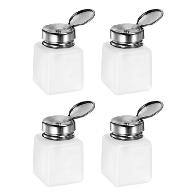 4PCS 120ML(4oz) Push Down Alcohol Dispenser Pump Liquid Press Bottles White