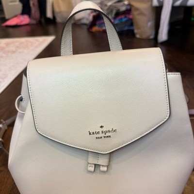 beige leather kate spade backpack Kate Spade Bags | Kate Spade Medium Lizzie Flap Backpack | Color: White | Size: Os