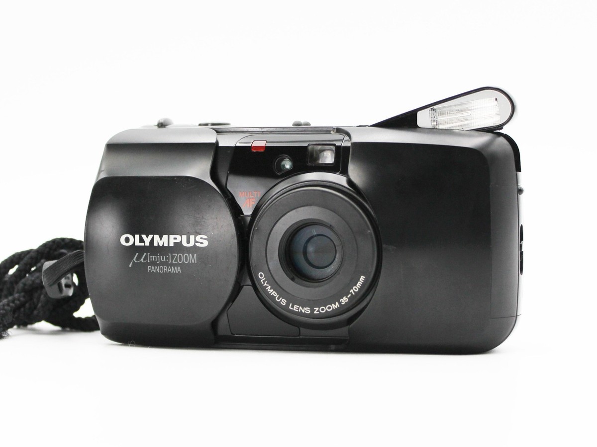 [#637] Olympus μ [mju:] PANORAMA Olympus μ mju Zoom Panorama Black Point & Shoot 35mm Film Camera
