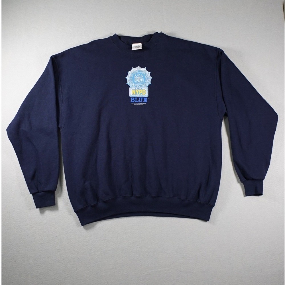 Vintage Disney Store NYPD Blue Sweatshirt XXL Made In USA SANTEE Navy Crewneck