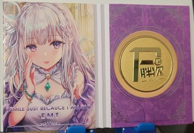 Emilia Re:Zero Medallion Bifold Card Goddess Story Waifu Anime Bi Fold