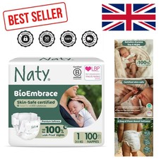 Sensitive Skin Baby Nappies Size 1 | BioEmbrace Plant-Based & | 100 Count 0.23 per nappy