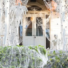 1400 Sqft Spider Webs Halloween Decorations Outdoor- Extra Wide Cobwebs 150...