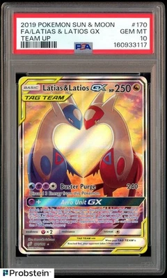 2019 Pokemon Sun & Moon Team Up #170/181 FA Latias & Latios Gx PSA 10 GEM MINT