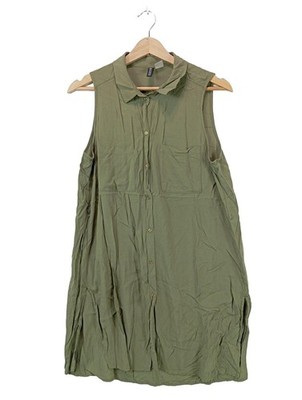 H&M DIVIDED Blusenkleid Damen Kleid Gr. DE 38 khaki Casual-Look