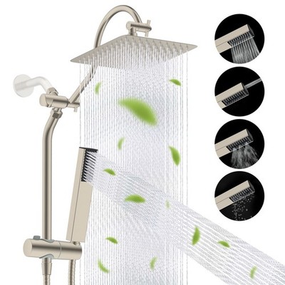 10  Rain Shower Head with Handheld Spray Combo and Adjustable Extension Arm