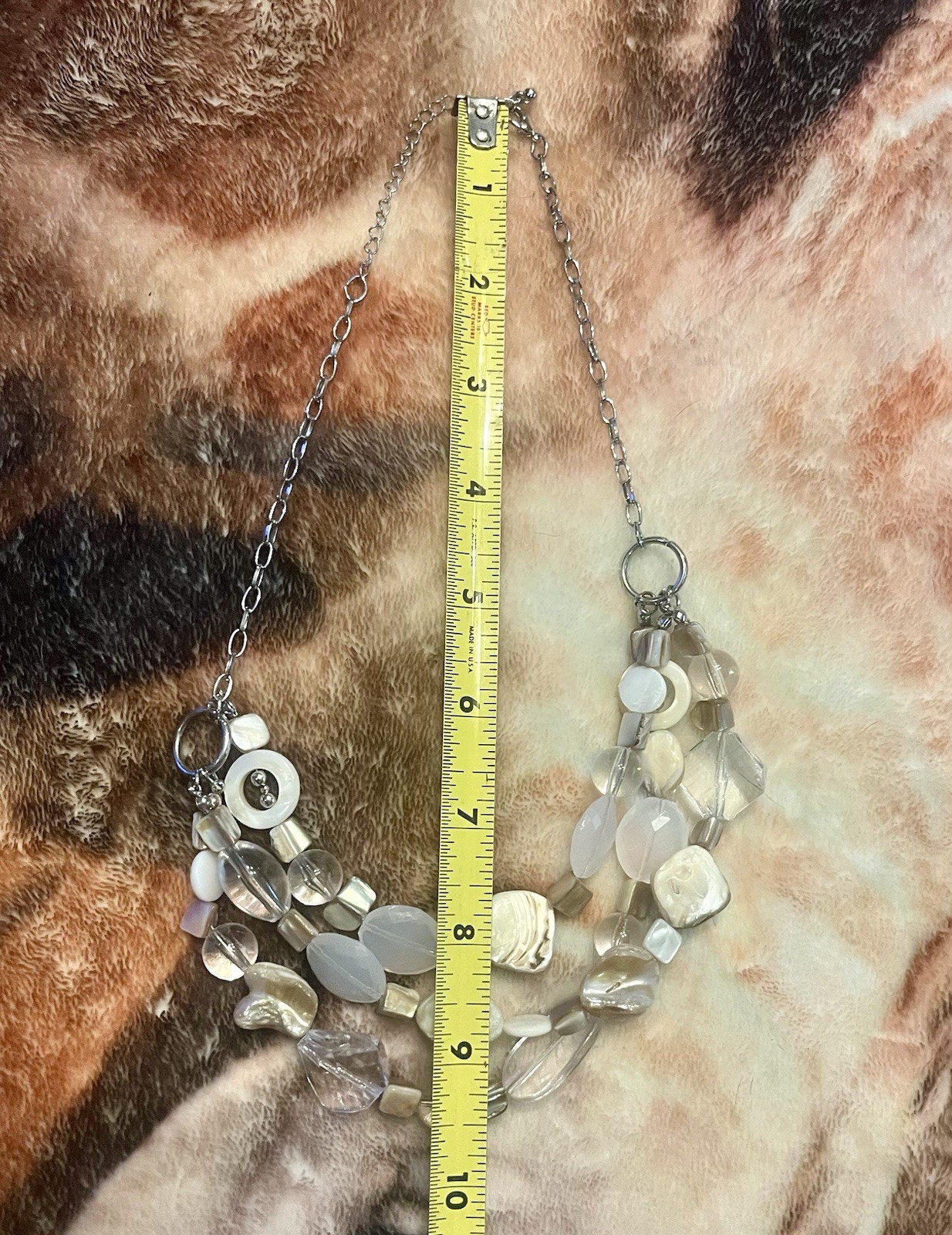 Three Layer Vintage Shell Iridescent Necklace - image 5