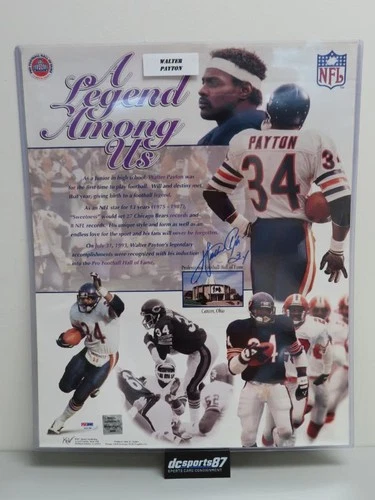 Walter Payton Inscription Signed Auto Autograph 16x20 Bears Poster PSA / DNA COA