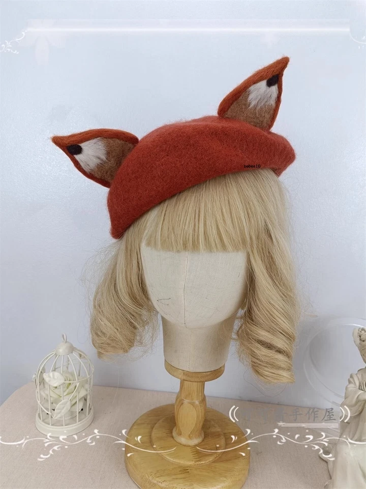 Boina Japonesa Niña Orejas de Zorro Sombrero Lolita Abrigo Colección Otoño/Invierno Foto 2 de 4