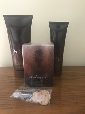Avon Unplugged for Him EDT Spray, Body Wash, AS Conditioner and Guitar Pin - New