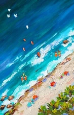 Seascape Original Painting Oil on Canvas board 30x20cm Seaside Impasto Artwork