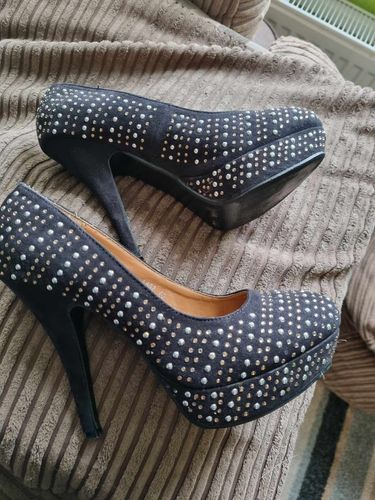 Ladies Black Diamante platform shoes size 6 Absolutely Stunning Sparkly Excellen - 第 1/12 張圖片
