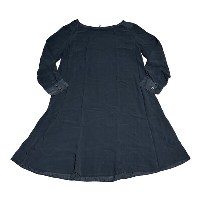 Eileen Fisher Long Sleeve A Line Dress Women M Black Crepe Boat Neck Knee Length | eBay Eileen Fisher Long Sleeve A Line Dress Women M Black Crepe Boat Neck Knee Length | eBay
