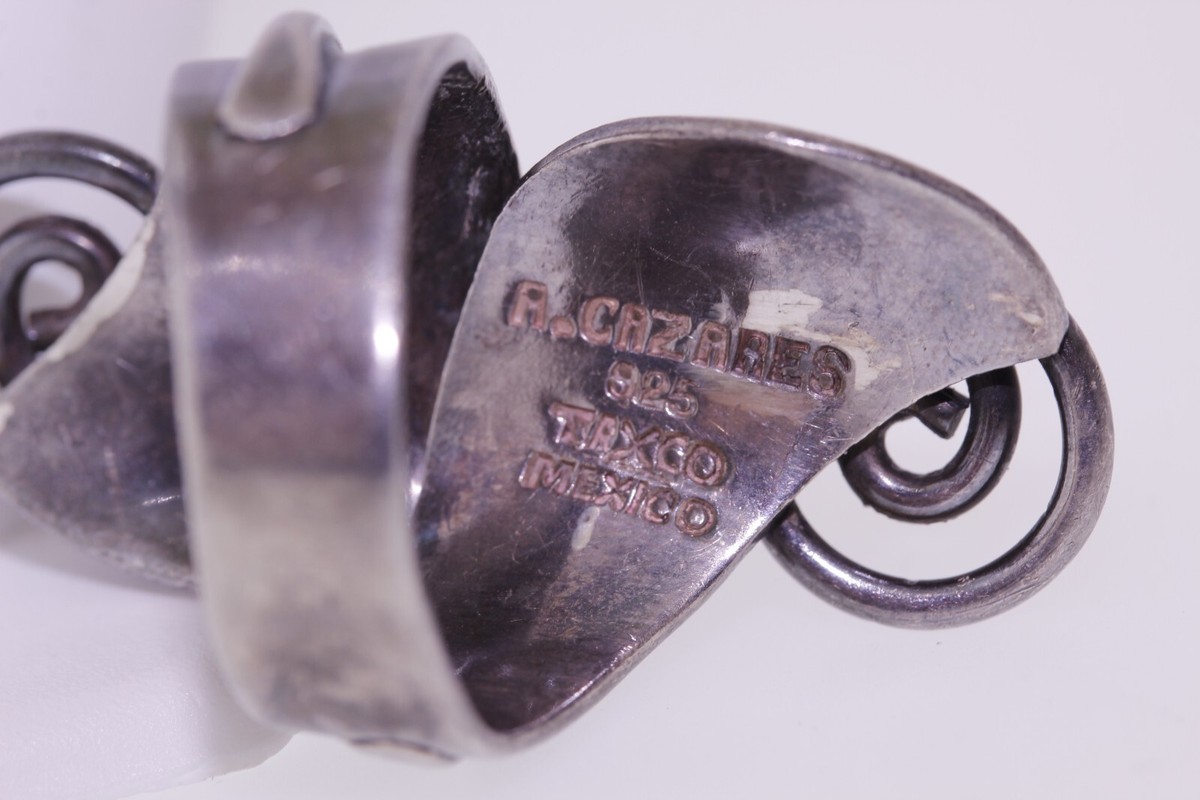Mexican R. Cazares Sterling Silver Taxco Modernist Designer Swirl