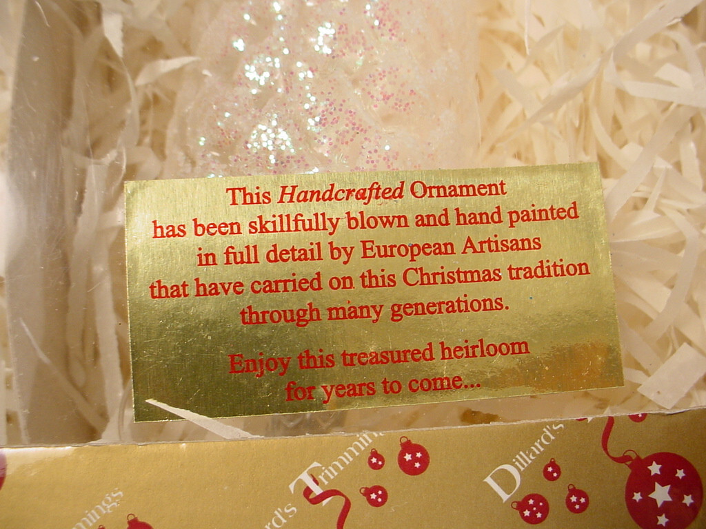 6 German Blown Glass Pinecone Christmas Ornaments 5" Clear w/White Pink Glitter eBay