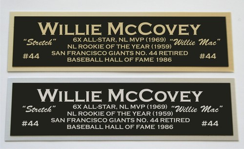 Willie McCovey nameplate for signed autographed baseball jersey photo glove bat