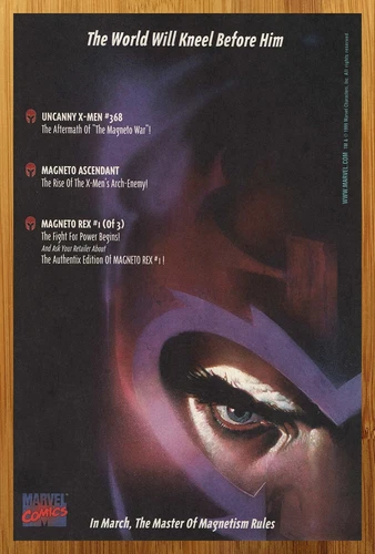 1999 Marvel Comics X-Men/Magneto Vintage Print Ad/Poster Official Promo Art 90s