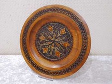 WiGau7 - Holz Wandteller Metallintarsien - Vintage - 27 cm - Polen