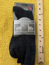 NWT VAGDEN Merino Wool Blend Cushion Crew Socks Char Gray Men's L Made in Canada
