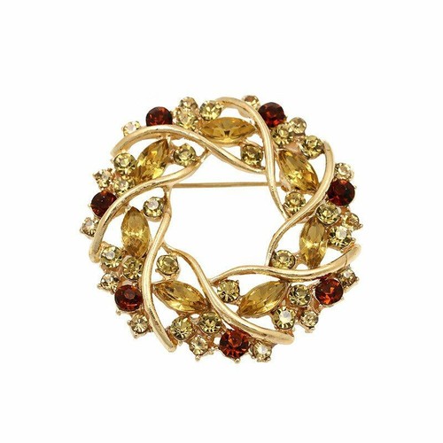 Flower Garland Brooch Pin Crystal Rhinestone Dress Pins Brooches Women's Jewelry - Picture 4 of 18