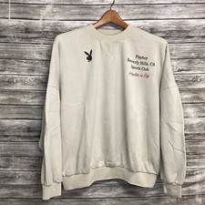 Playboy X Pacsun Sweatshirt Mens Small Ivory Crewneck Beverly Hills Sports Club