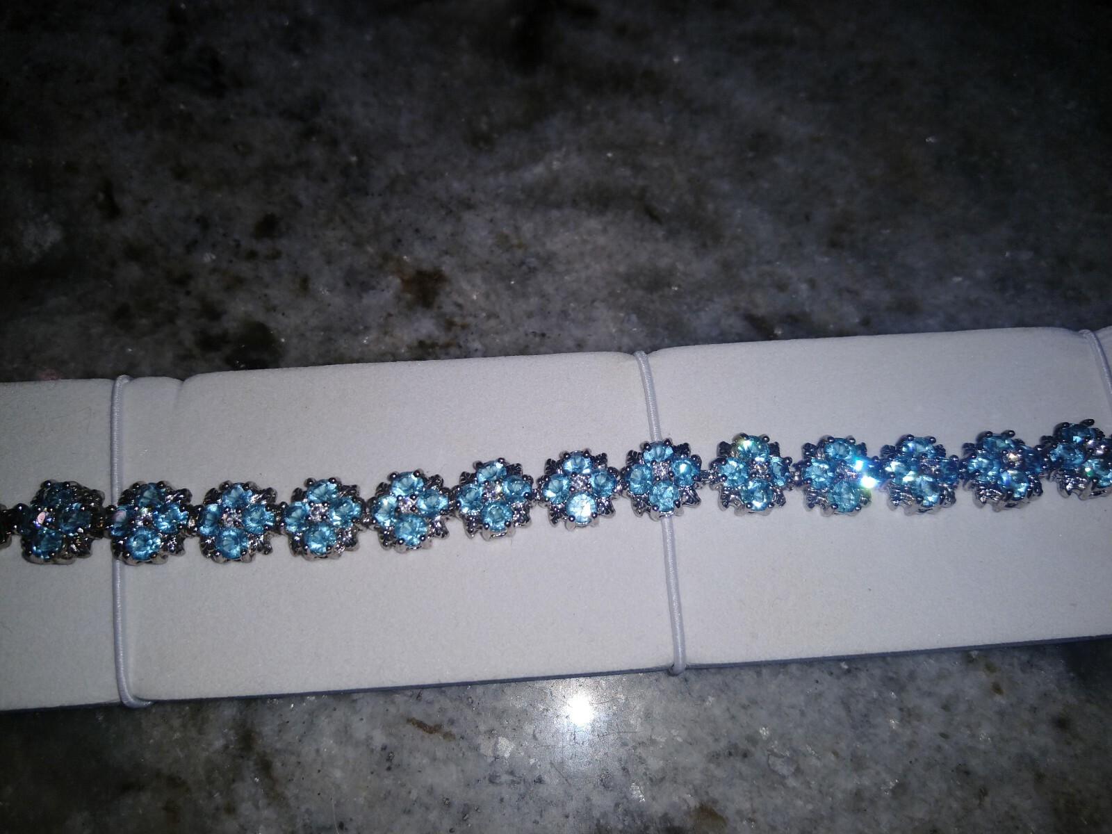 BEAUTIFUL FLORAL Blue and White Austrian Crystal … - image 1