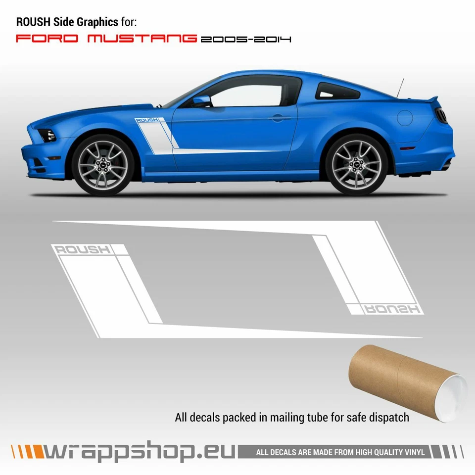 Gráfico de rayas laterales ROUSH para Ford Mustang 2005-2014 Foto 2 de 4