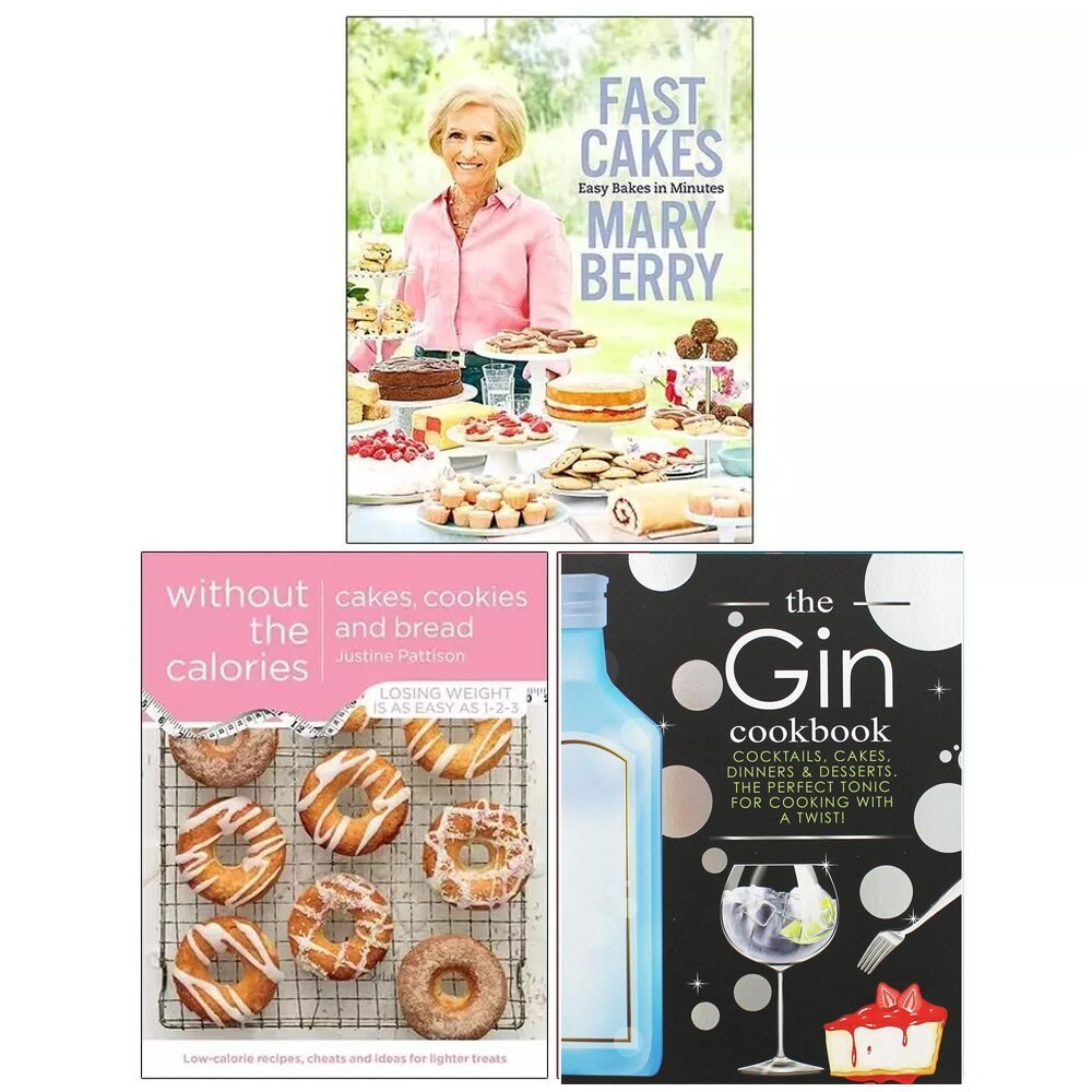 Fast Cakes Easy Bakes in Minutes, Cakes Cookies & Bread, Gin Cookbook 3 Books