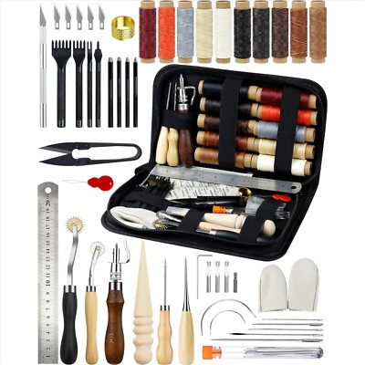 #ad Complete Leather Working Starter Kit with High Quality Storage Bag Included $39.87