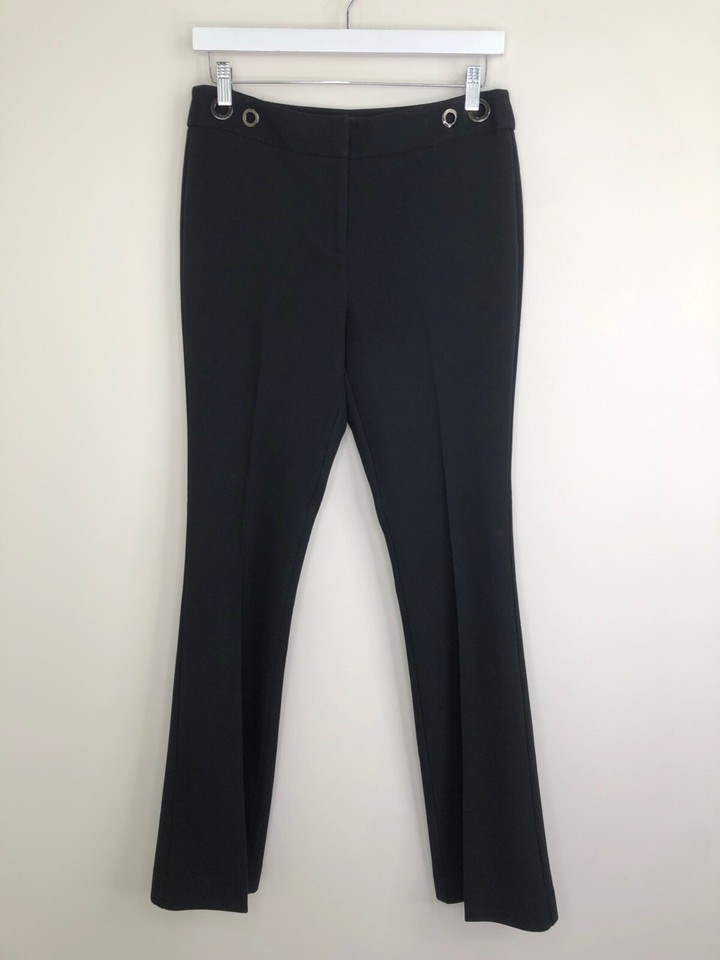 Cue womens pants size 10 black eyelot waist detail slight flare heavy fabric