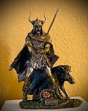 Freyr  Figur germanischer Gott mit Eber Veronese Dekoration Statue bronziert 