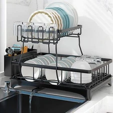 Kitchen Dish Drying Rack Utensil Drainer Dryer Tray Cutlery Holder Organizer