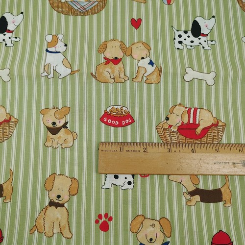 Lil Ones Cotton. Dog Stripe Dena Designs. 2006 Fabric Tradition Green 2 Yards - Picture 2 of 5