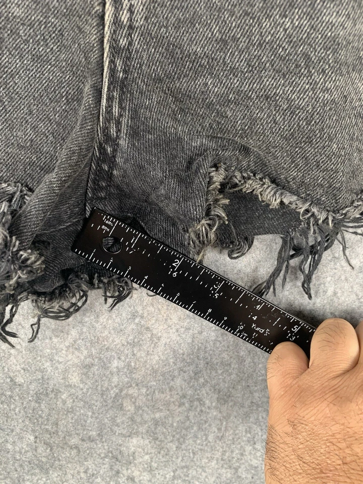 Pantalones Cortos Alexander Wang Bite Tiro Alto Negro Carbón Denim Talla 25 Jeans Informales Foto 3 de 4