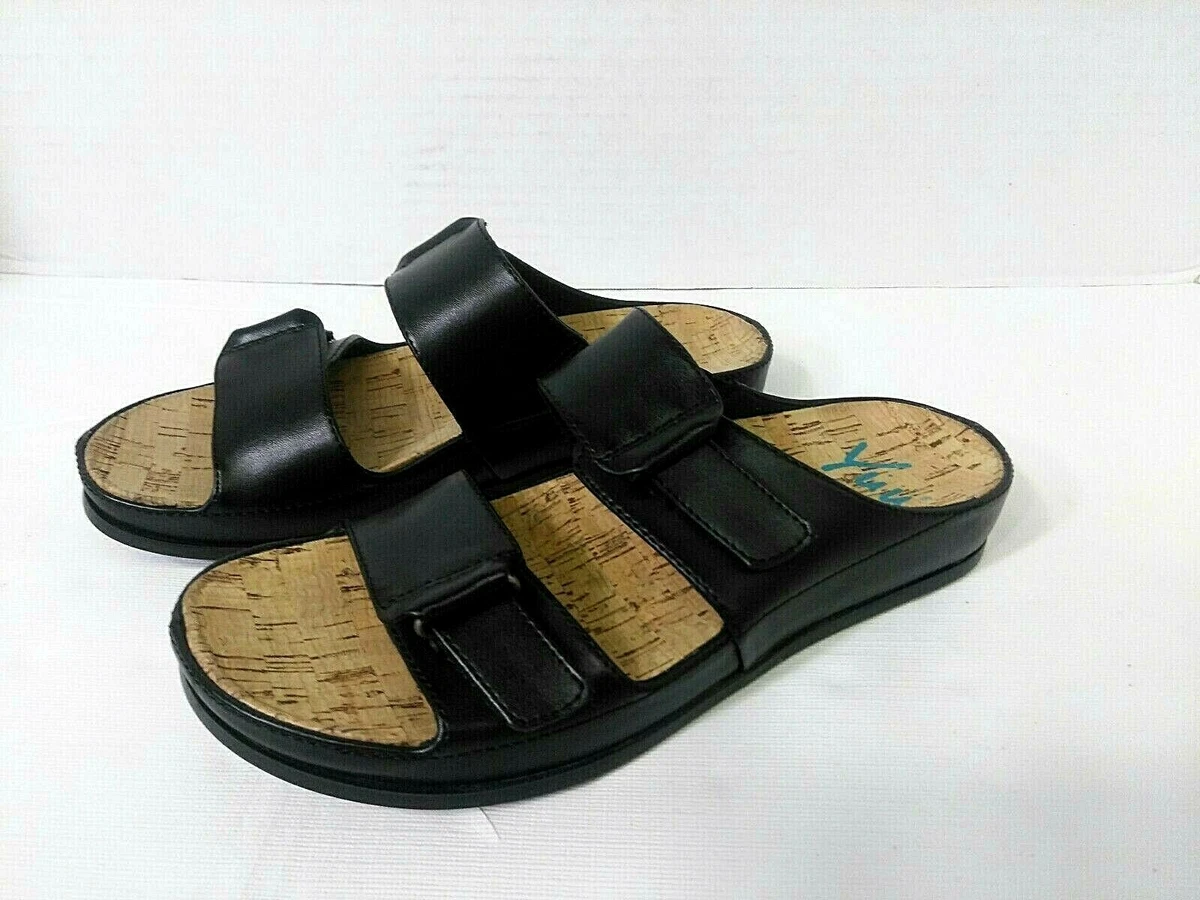 Yuu America Cork Bed Slide Sandals Women Size 5 Black